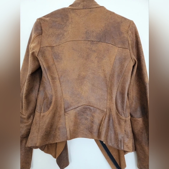 ZARA JACKET BROWN DRAPE COWLNECK ASYMMETRICAL ZIP TOP SMALL S - Picture 6 of 12